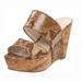 Nine West Shoes | Euc Nine West Larysa Snakeskin Animal Print Cork Wedge Sandal Size 6.5 Like New | Color: Brown/Tan | Size: 6.5