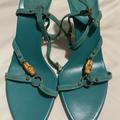Gucci Shoes | Bamboo Accent Leather Sandals-Gucci | Color: Blue | Size: 10b