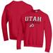 Men's Champion Red Utah Utes Softball Stack Pullover Crewneck Sweatshirt