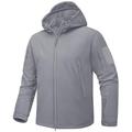 TACVASEN Men Jackets Waterproof Softshell Jackets Mens Winter Warm Fleece Jacket Hooded Military Work Jacket Light Grey L