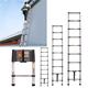 2.6M Telescopic Extension Ladder, Multi-Purpose Folding Telescoping Ladder, Heavy Duty Stainless Steel Portable Retractable Loft Ladder for Roof Work, Window Cleaning, Indoor Decorating