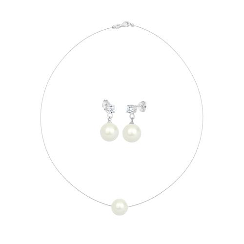 Elli – Elli Schmuckset Muschelkernperle Zirkonia 925 Silber Schmuck-Set Damen