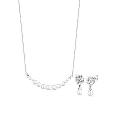 Elli PREMIUM - Perle Kristalle 925 Silber Schmuck-Set Damen