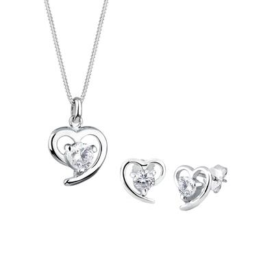 Elli - Herz Zirkonia 925 Sterling Silber Schmuck-Set 1 ct Damen (59.99 € / 1 ct)