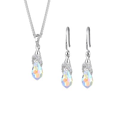 Elli - Tropfen Kristalle Silber Schmuck-Set 1 ct Damen