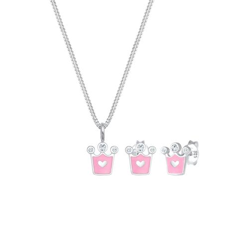 Elli – Elli Schmuckset Kinder Herz Krone Kristalle 925 Silber Schmuck-Set Damen