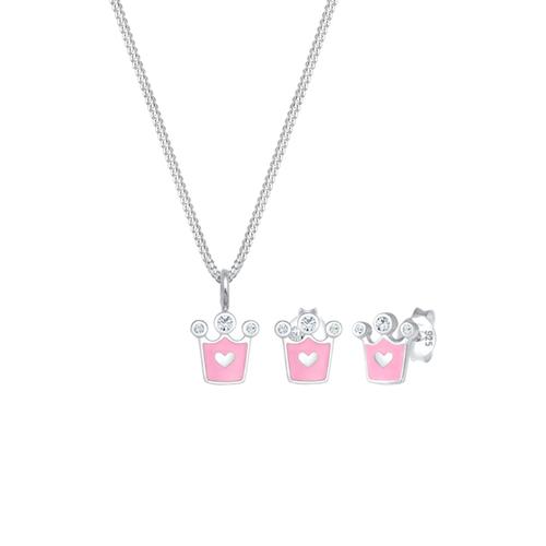 Elli – Elli Schmuckset Kinder Herz Krone Kristalle 925 Silber Schmuck-Set Damen