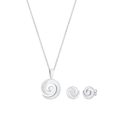 Nenalina - Spirale Basic Ohrstecker Halskette 925er Silber Schmuck-Set 1 ct Damen