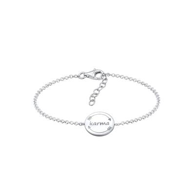 Elli - Karma Wording Plättchen Boho Festival 925 Silber Armbänder & Armreife 1 ct Damen