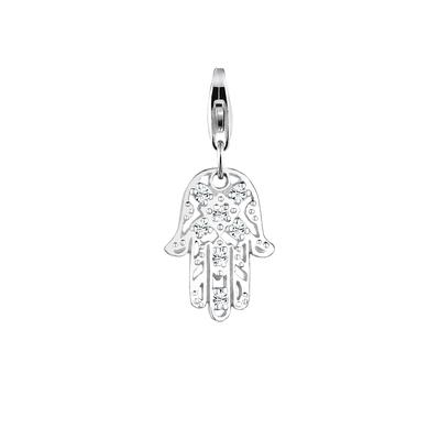 Nenalina - Hamsa Hand Symbol Kristalle 925 Silber Charms & Kettenanhänger 1 ct Damen