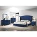 CDecor Home Furnishings Chantel Pacific Blue 3-Piece Upholstered Bedroom Set w/ Dresser Upholstered in Blue/Brown | Wayfair 223148Q-S3DR