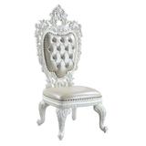 ACME Furniture DN00679 Side Chair (Set-2), Beige PU & Antique White Finish - Vanaheim ( 2Pc/1Ctn ) in Brown/Gray | 60 H x 24 W x 28 D in | Wayfair