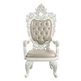 ACME Furniture DN00680 Arm Chair (Set-2), Beige PU & Antique White Finish - Vanaheim ( 2Pc/1Ctn ) in Brown/White | 60 H x 29 W x 28 D in | Wayfair