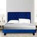 House of Hampton® Dendrick Tufted Velvet Bed Upholstered/Velvet in Blue | 55.5 H x 86.75 W x 85 D in | Wayfair 23BBA67C2C91420C9BF96E2AF4EB81ED