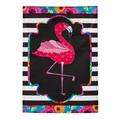 Evergreen Enterprises, Inc Flamingo Stripes & Flowers 2-Sided Nylon 18 x 13 in. Garden Flag in Black/Pink | 18 H x 12.5 W in | Wayfair 169273