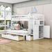 Harriet Bee Eigild Twin over Full/Twin Wood Bunk Bed w/ Drawers in White | 64 H x 58 W x 95 D in | Wayfair 7B3723A780954ABAA4E2C826090D56A5