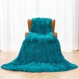 Mercer41 Botyo Luxury Sherpa Throw Blanket, Warm & Cozy Faux Fur Blanket For Couch Sofa Bed Faux Fur in Blue | 50 W in | Wayfair