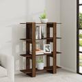 Latitude Run® Book Cabinet Room Divider Display Book Rack Room Separator Bookshelf Wood in Brown | 34.5 H x 31.5 W x 11.8 D in | Wayfair