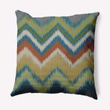 Union Rustic Jenave Ikat Chevron Decorative Throw Pillow Square Down/Feather/Polyester in Blue | 18 H x 18 W x 7 D in | Wayfair