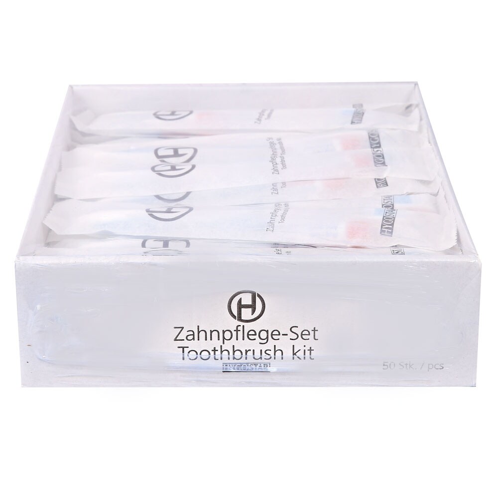 HYGOSTAR 500x Zahnpflege-Set Weiss 14,5 cm lang Zahnbürste Zahncreme Einwegzahnbürste Image