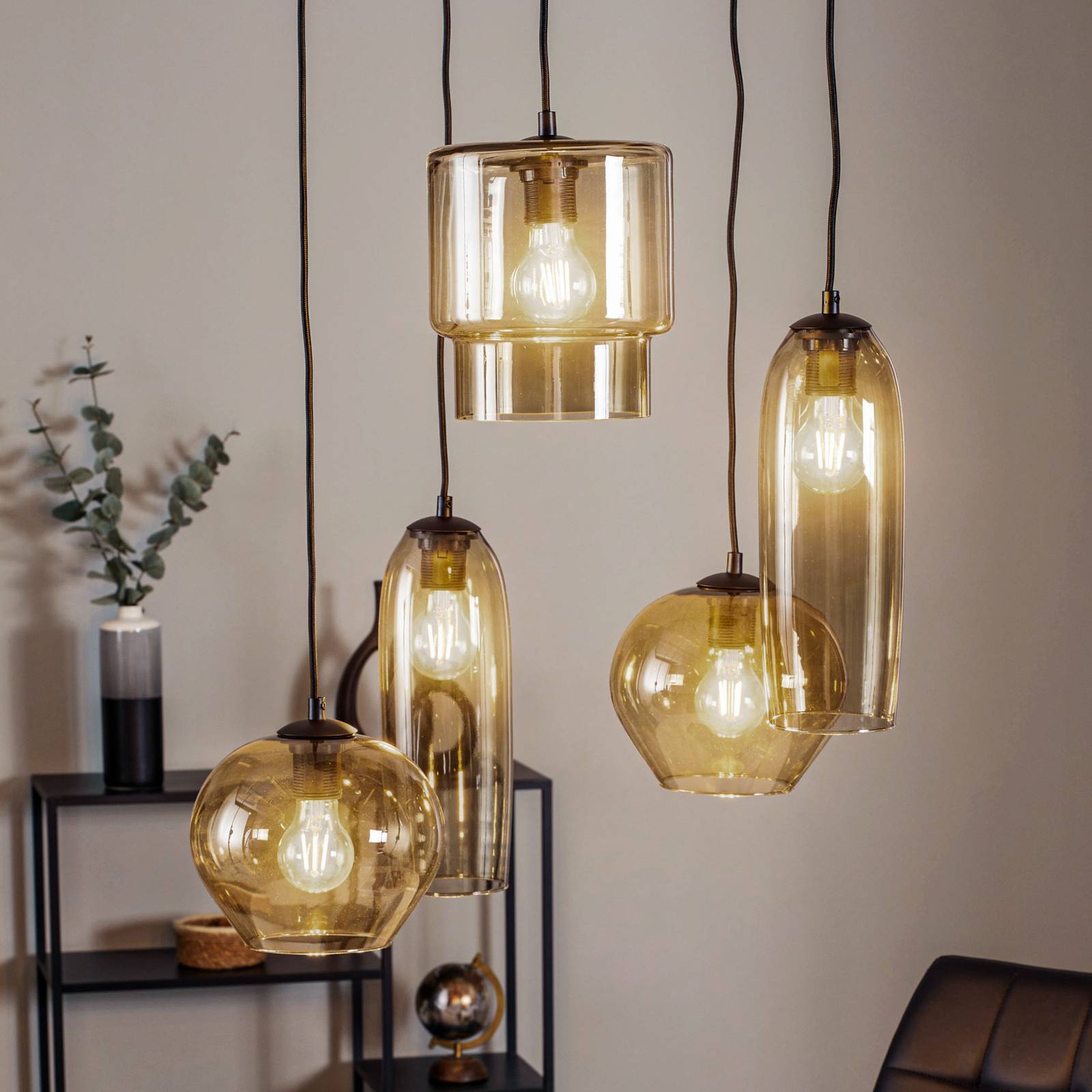 Glas Hängelampe Svala Euluna, dimmbar, alu / grau / zink, für Wohn- / Esszimmer, Glas, Modern, Pendelleuchte