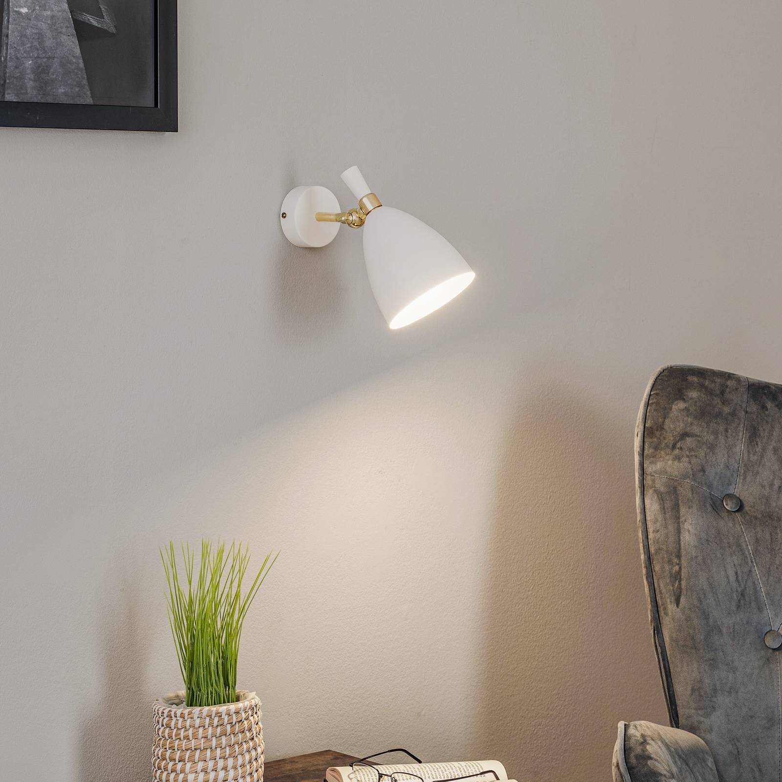 Wandlampe Cyntia Argon, dimmbar, weiß / opal, für Wohn- / Esszimmer, Metall, Modern, Wandleuchte, Wandlampe Innen
