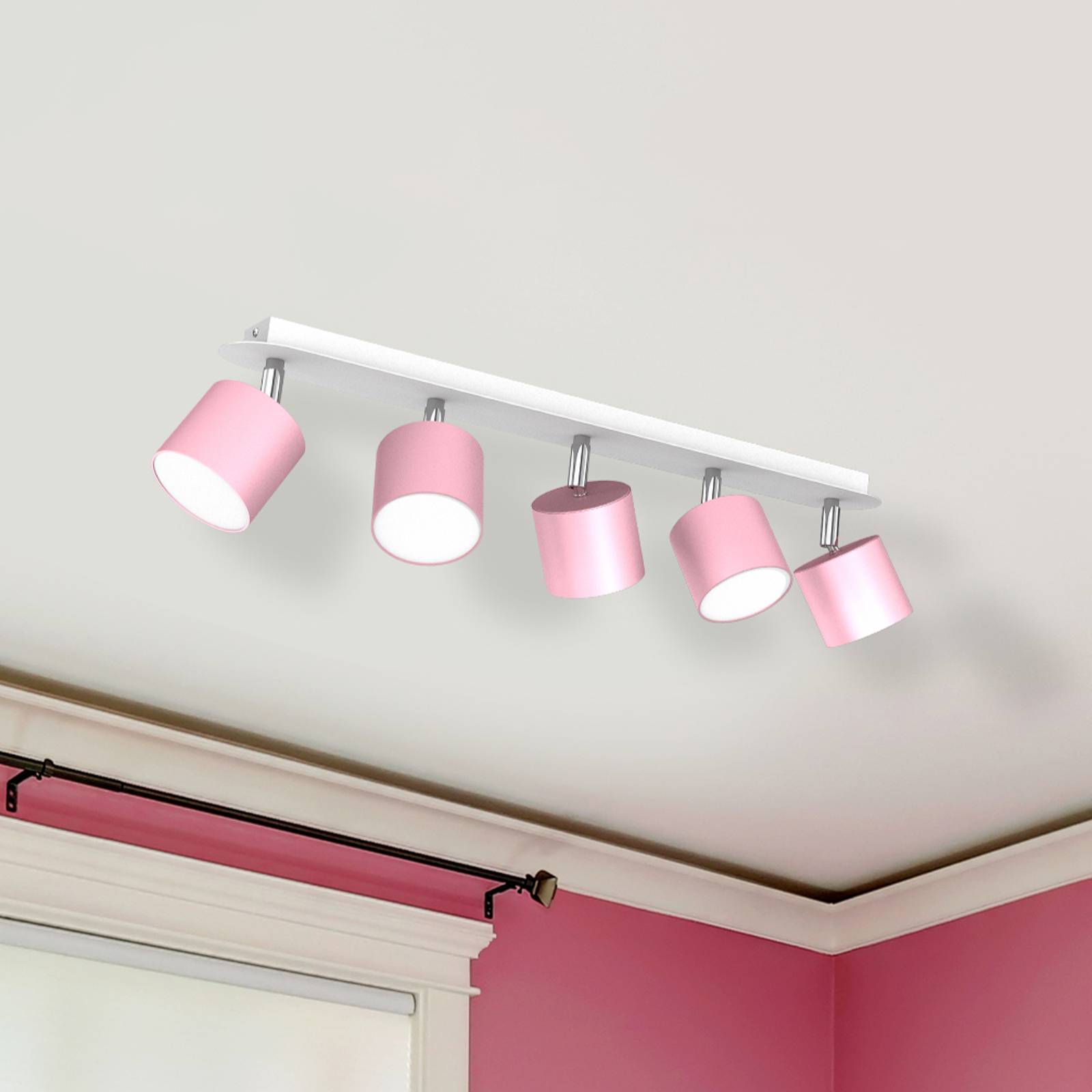 Deckenstrahler Cloudy fünfflammig rosa Eko-Light, dimmbar, violett / pink / rose, für Wohn- / Esszimmer, Metall, Junges Wohnen, Strahler