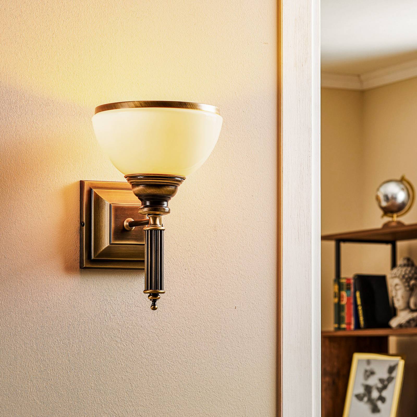 Wandlampe Petro Jupiter, dimmbar, bronze / altmessing, für Wohn- / Esszimmer, Metall, Antik, Wandleuchte, Wandlampe Innen