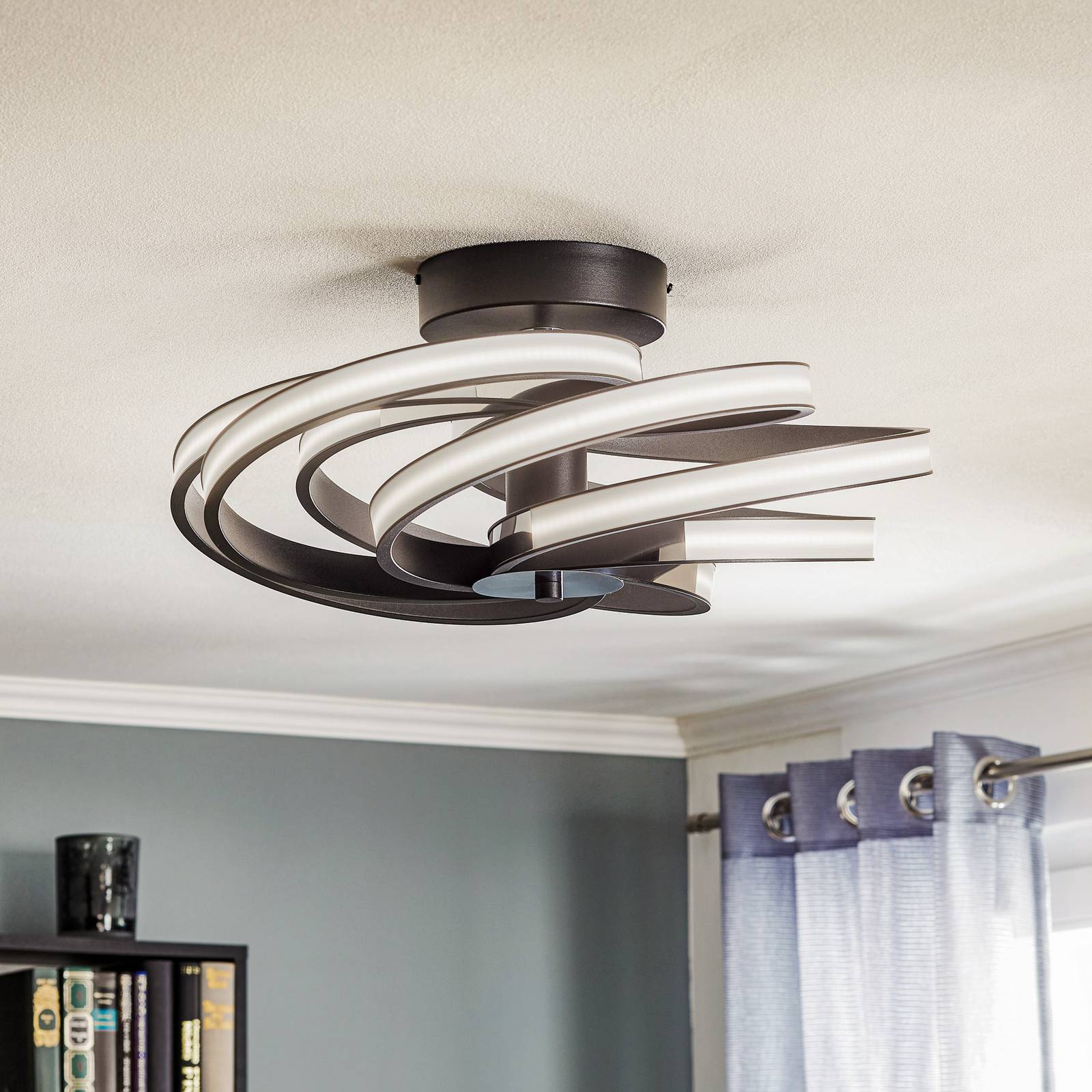 LED Deckenlampe Zoya Domiluce, schwarz, für Wohn- / Esszimmer, Aluminium, Modern, LED Deckenleuchte