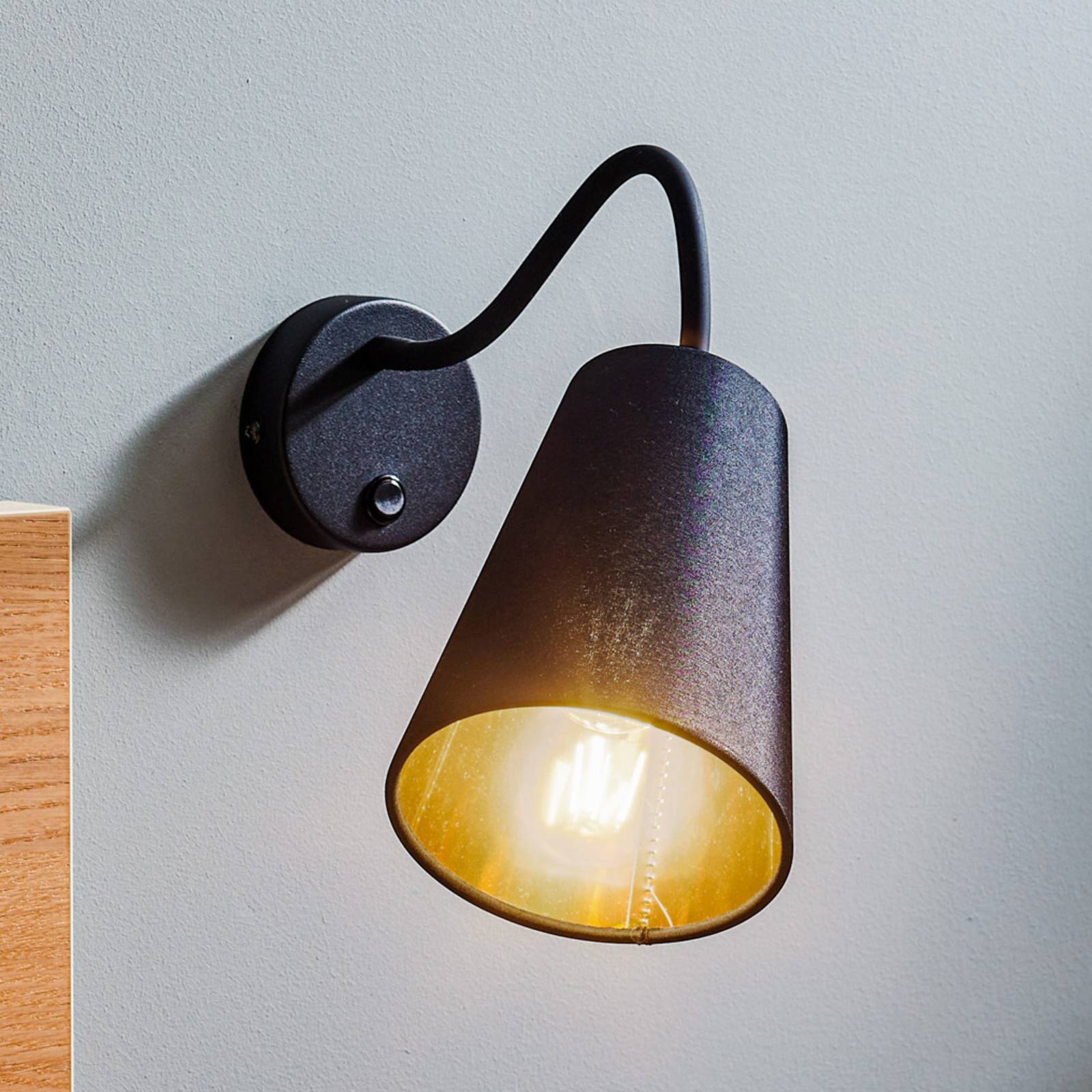 Wandlampe Wire TK Lighting, schwarz, für Wohn- / Esszimmer, Textil / Stoff / Seide, Modern, Wandleuchte, Wandlampe Innen