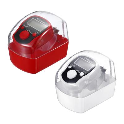 Finger Tally Counter 5 Digital LED Display with Case for Counting 2pcs - White, Red