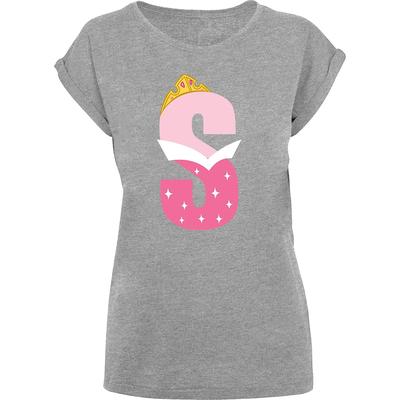 F4NT4STIC, Extended Shoulder T-Shirt Disney Alphabet S Is For Sleeping Beauty Dornröschen in mittelgrau, Shirts für Damen Gr. L