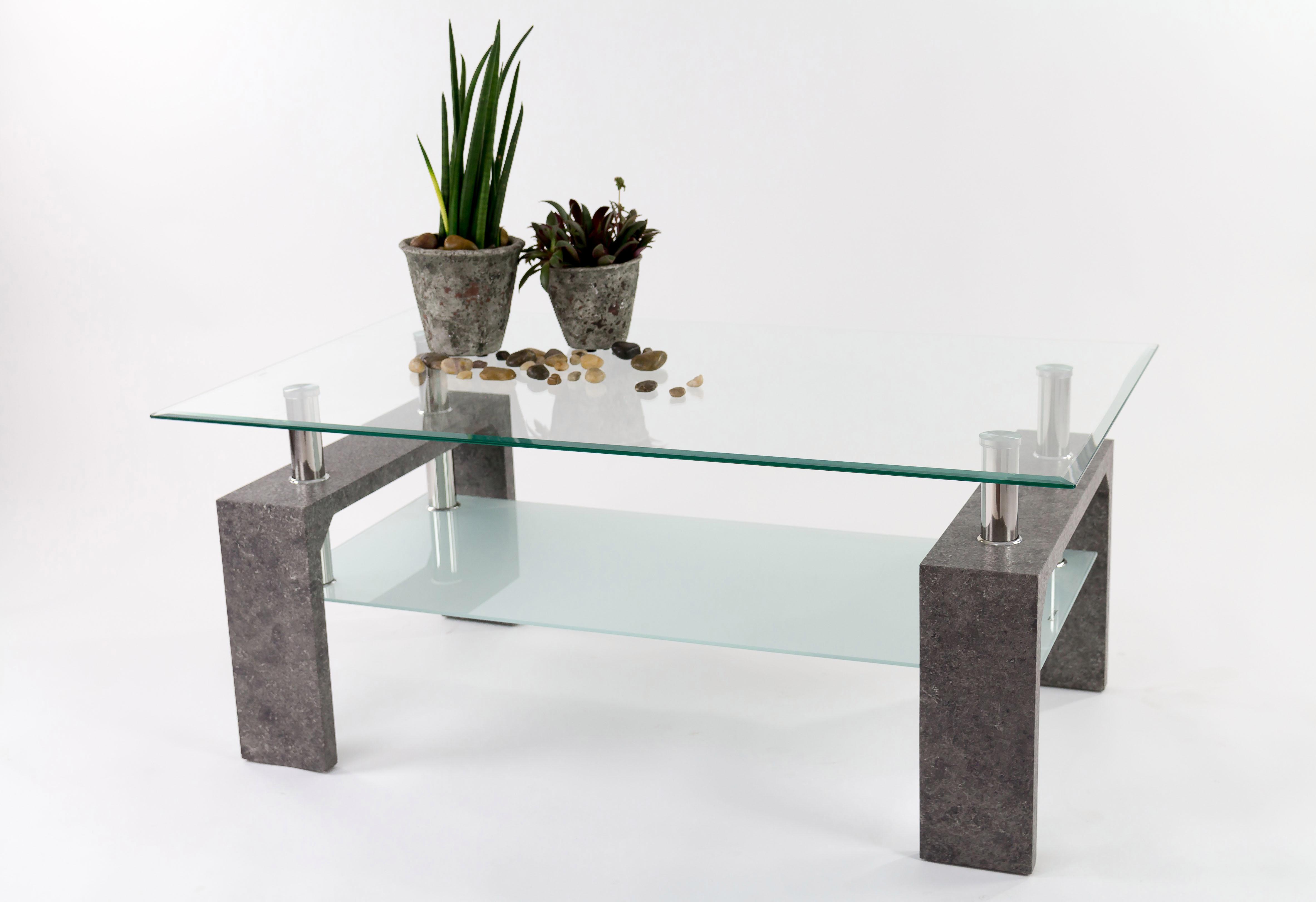 Couchtisch PAROLI, grau (steinoptik), B:100cm H:45cm T:60cm, Tische, Couchtisch Eckige Couchtische Glas-Couchtisch