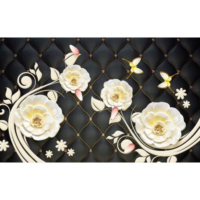 Fototapete PAPERMOON "Muster mit Blumen", bunt, B:4,00m L:2,60m, Vlies, Tapeten