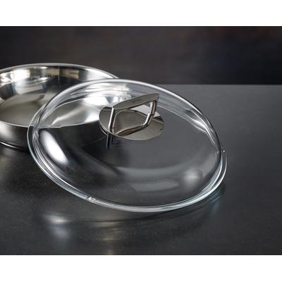 Deckel RÖSLE "SILENCE", transparent, Ø:28cm, Borosilikatglas, Edelstahl 18/10, Deckel, Pfannendeckel, Glas, Griff aus Edelstahl, für Bratpfannen, spülmaschinengeeignet