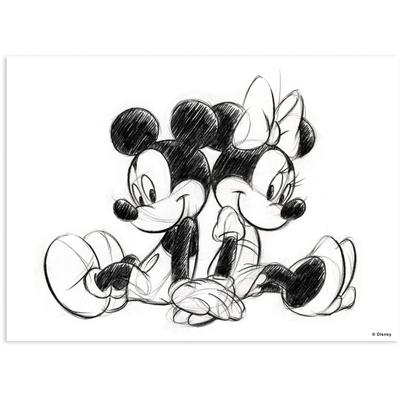 Leinwandbild DISNEY "Mickey Minnie Sketch Sitting", bunt (farbe bild(er): mehrfarbig), B:70cm H:50cm T:2,5cm Ø:86,02cm, 