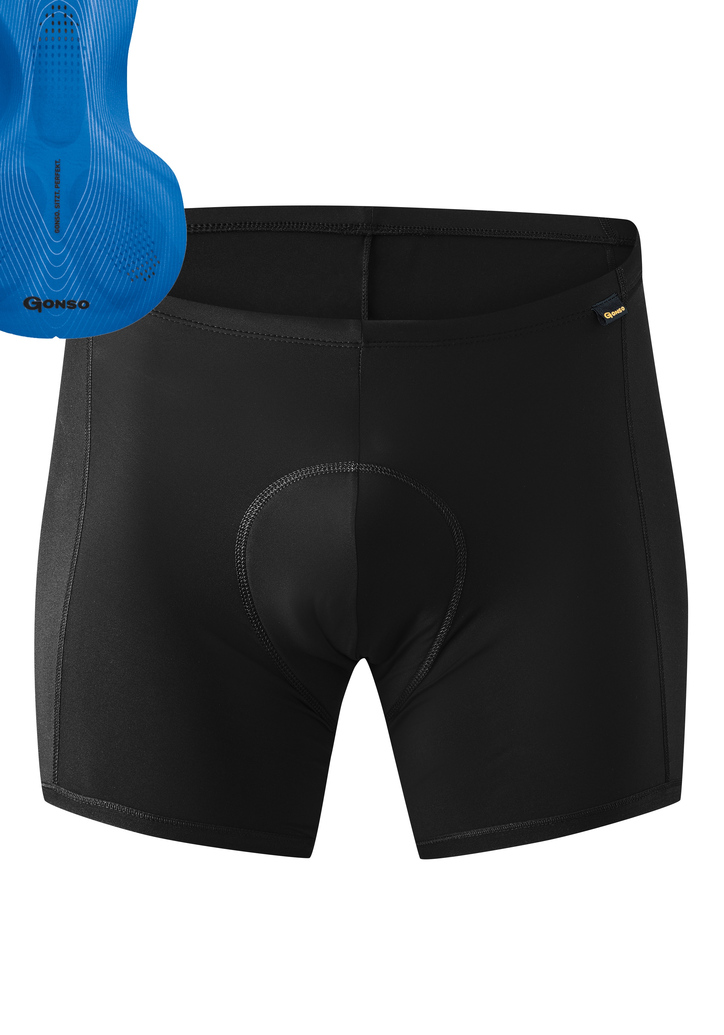 Fahrradhose GONSO "Sitivo U M", Herren, Gr. XL, Normalgrößen, blau, 92% Polyamid, 8% Elastan, Hosen, Herren Fahrradunterhose, atmungsaktive Radhose, Sitzpolster, Tight Fit Image