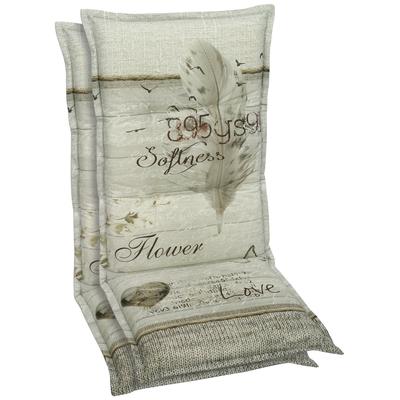 Sesselauflage GO-DE, grau (grau, braun), B:110cm H:7cm T:50cm, Obermaterial: 100% Baumwolle, Polsterauflagen