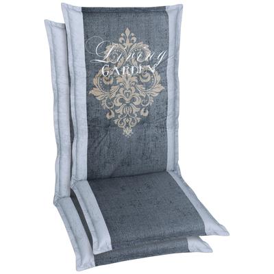 Sesselauflage GO-DE, grau, B:50cm H:108cm, Obermaterial: 100% Polyester, Polsterauflagen, 2er Set, 108 x 50 cm, mittel Image
