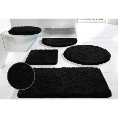 Badematte MY HOME "Sanremo, Badvorleger, Badezimmer Teppich, sehr weich" Gr. 2, schwarz, H:30mm, Polyester, Badematten, Badteppich, unifarben, rechteckig, rund & als 3-tlg. Set erhältlich Image