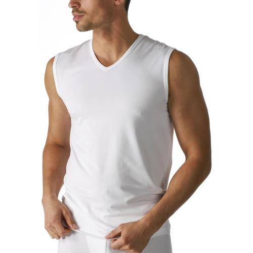 Achselhemd MEY ""DRY COTTON"", Herren, Gr. 7, N-Gr, weiß (1x weiß), Single Jersey, Obermaterial: 57% Baumwolle, 38% Polyester, 5% Elasthan, unifarben, klassisch, körpernah, V-Ausschnitt, ärmellos, Unterhemden, mit V-Ausschnitt