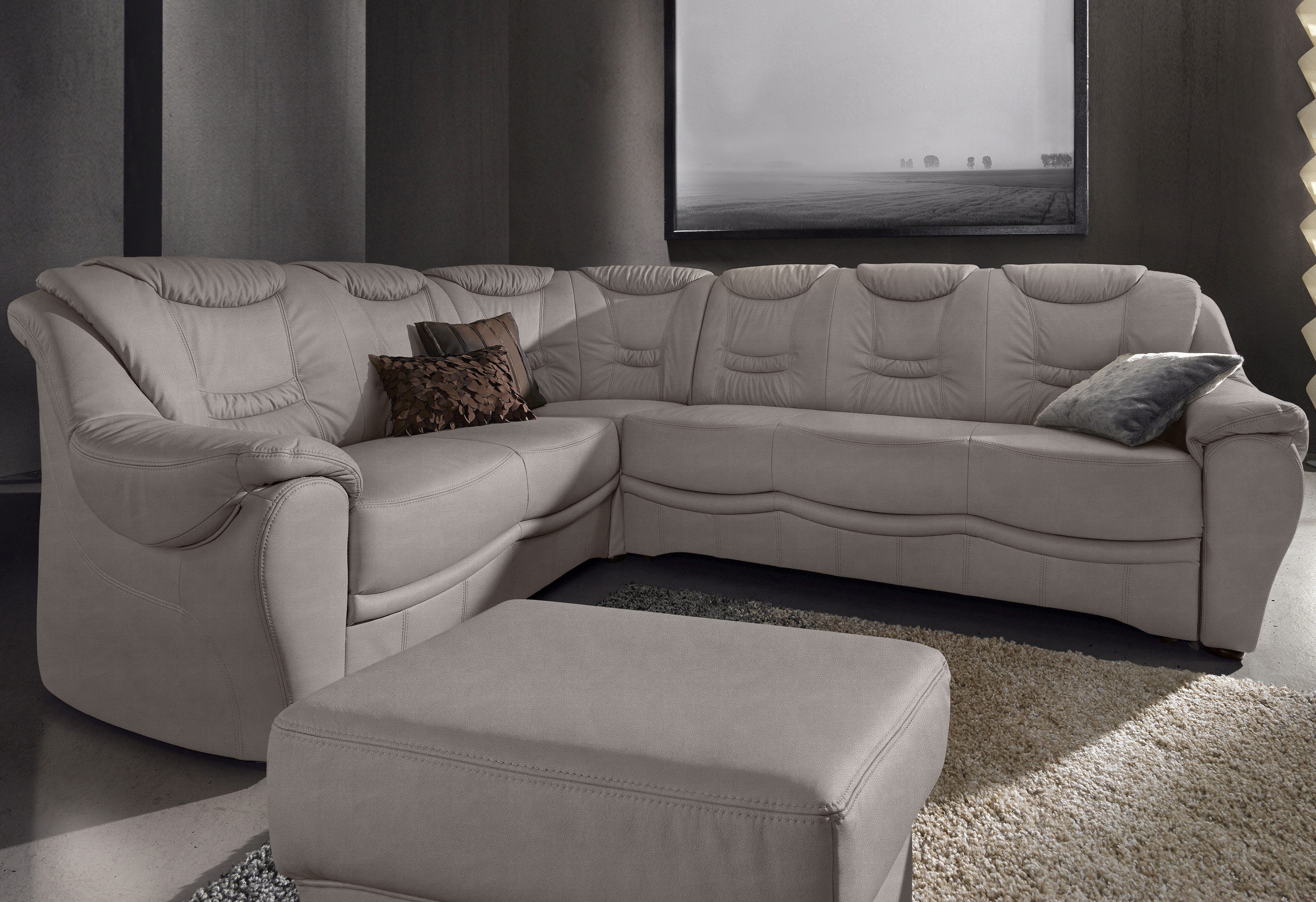 Ecksofa SIT & MORE "Benson L-Form", grau, B:265cm H:94cm T:215cm, NaturLeder;Luxus-Microfaser;Luxus-Kunstleder;Primabelle-Microfaser, Sofas, wahlweise mit Bettfunktion Image