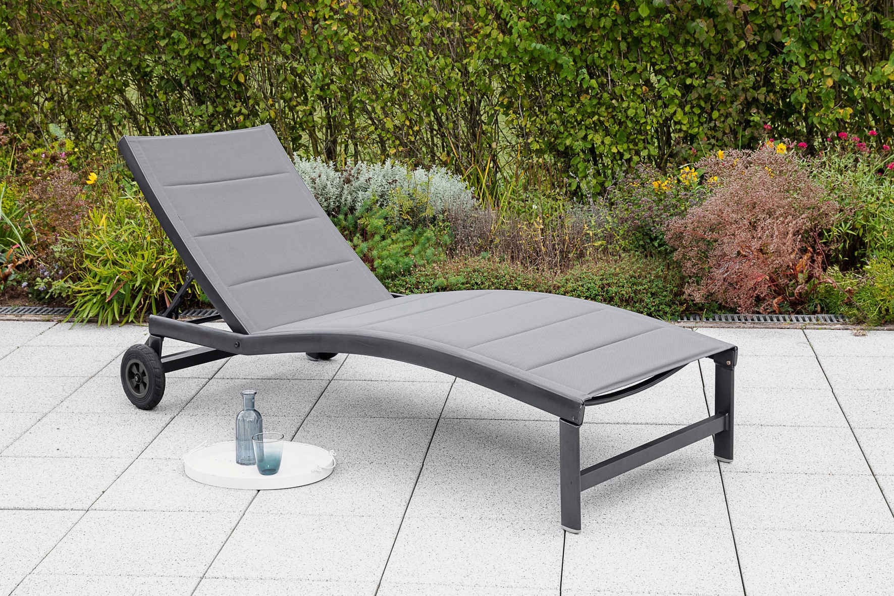 Gartenliege MERXX "San Marino", grau (graphit), Gartenliegen, Aluminium