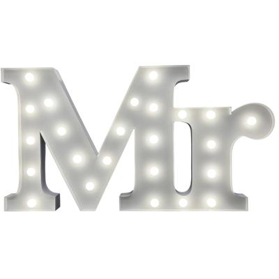 MARQUEE LIGHTS LED Dekolicht "Mr", weiß, H: 38cm, Lampen, Wandlampe, Tischlampe Schriftzug Mr mit 24 Leuchtmittel - 71x38 cm