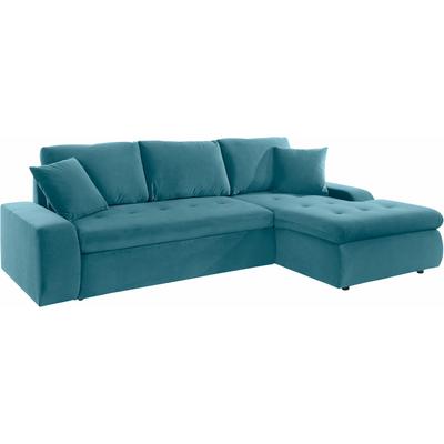 Ecksofa TRENDMANUFAKTUR "Indie II, tolle Detailverarbeitung, bequem und komfortabel im Sitz", blau (petrol), B:246cm H:86cm T:155cm, Struktur fein (100% Polyester), Luxus-Microfaser (100% Polyester), Struktur (100% Polyester), Sofas, XL und XXL,... Image