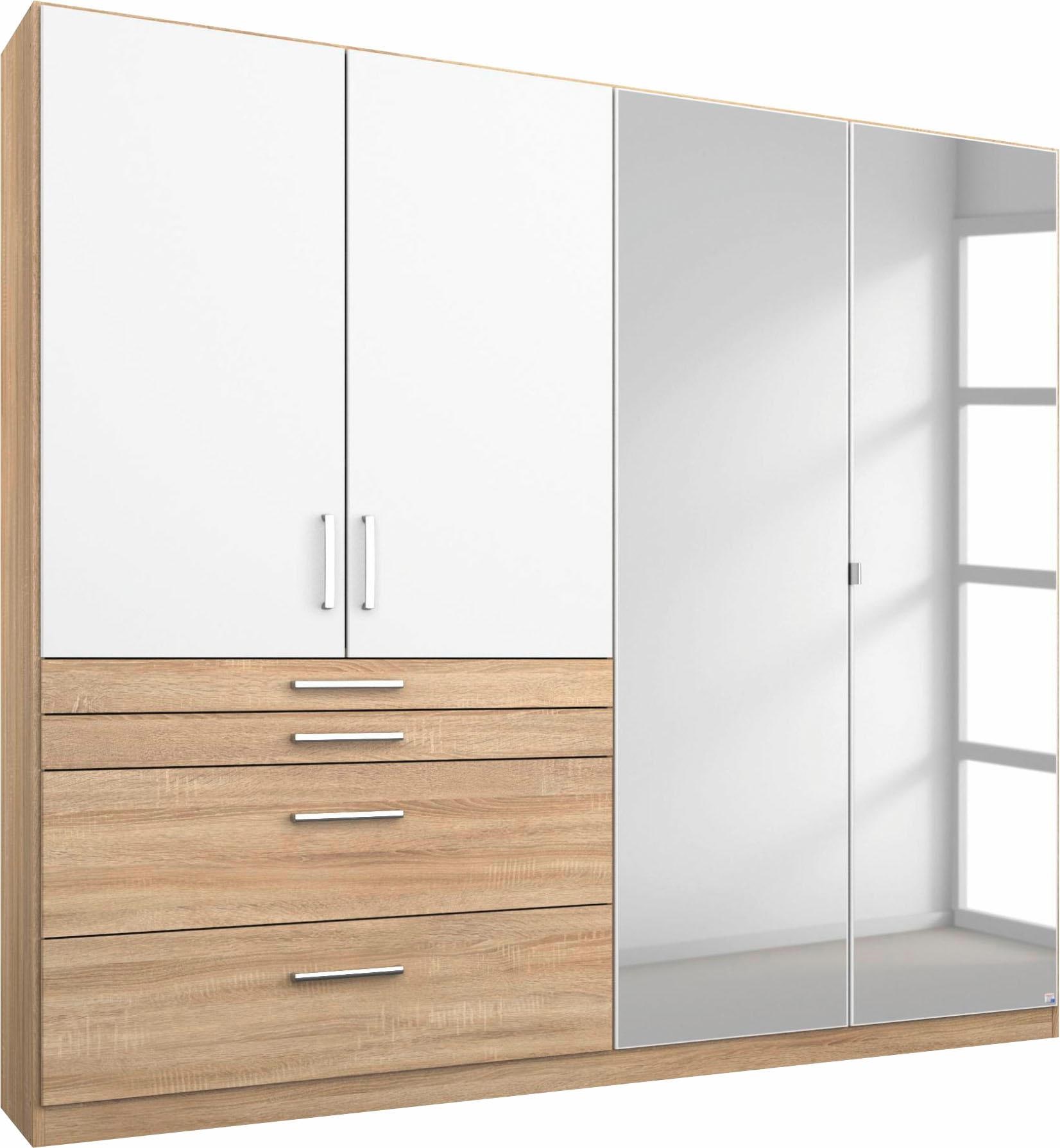 Kleiderschrank RAUCH "Harburg Bestseller im Schlafzimmer", weiß (struktureichefarben hell, weiß), B:181cm H:197cm T:54cm, Schränke, Kleiderschrank, Schlafzimmerschrank Schrank Garderobe mit Spiegel
