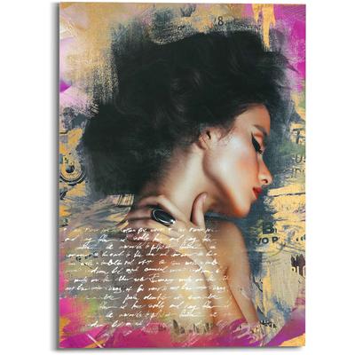 Glasbild REINDERS "Glasbild Glamour Frau Farbenfroh - Sensual - Modern - Paper Art", bunt (farbe bild(er): mehrfarbig), B:50cm H:70cm, Acrylglas, Bilder Image