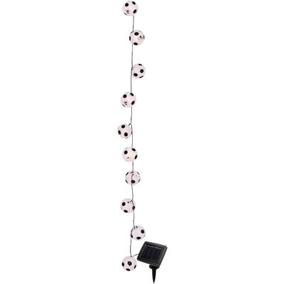 NÄVE Lichterkette "Japanballon-20er-Solar-Lichterkette", schwarz (schwarz, weiß), Dioden 20 St., Gesamtlänge 0,58m, Lichterketten, Fußball, Material: Polyester, Metall, Kunststoff, Farbe: weiß/schwarz Image