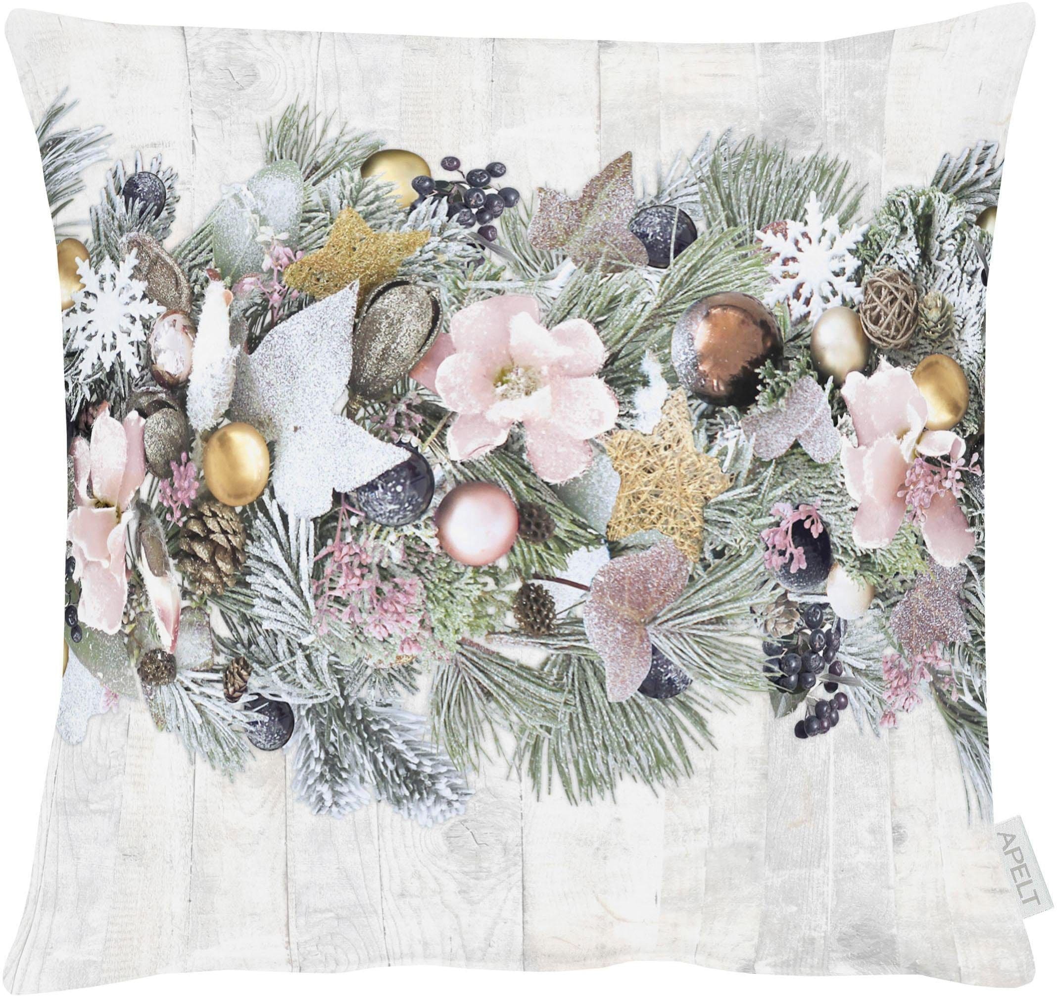 Dekokissen APELT "1507" Gr. 1, grau (grau, rosé, gemustert), B:46cm H:0,1cm L:46cm, Baumwolle, Dekokissen_Sitzkissen_Kissenhüllen, Kissenhülle ohne Füllung, 1 Stück