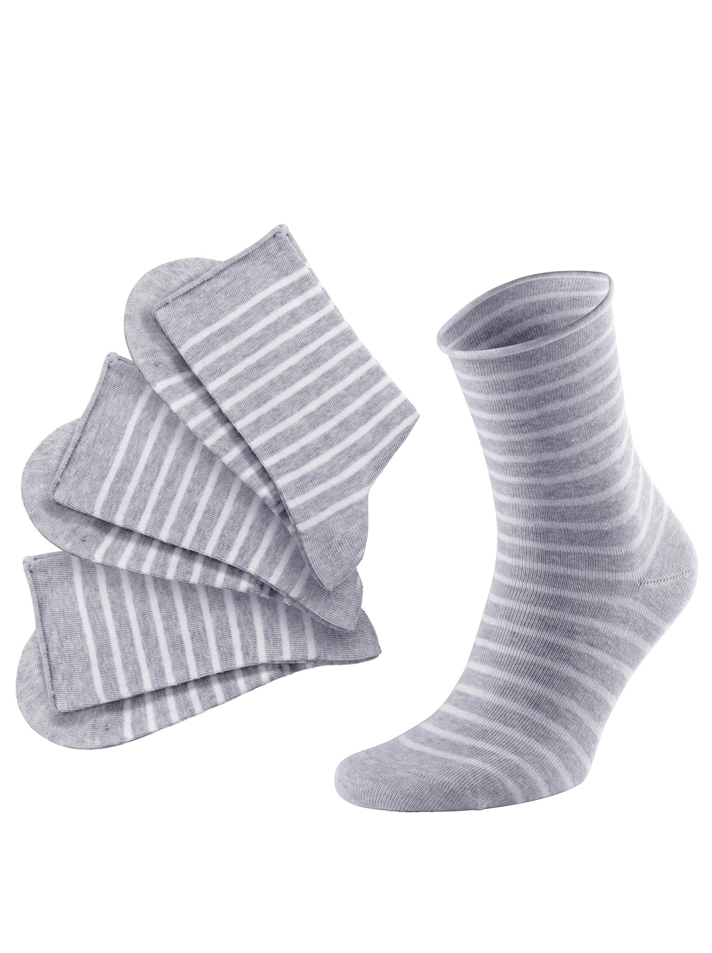 Socken WÄSCHEPUR, Damen, Gr. 1, grau (grau, meliert), 59% Baumwolle, 22% Polyester, 18% Polyamid, 1% Elasthan, Socken Image